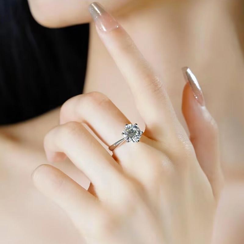 AnuJewelry R40 Moissanite Sáu Chấu, 100% Legit, Bạc Sterling 925 Ý, Cắt Tròn, Màu D, 0.5 / 1 / 3CT Đá, Nhẫn Đính Hôn Solitaire, Dành Cho Phụ Nữ, Trang Sức Eman, [Thanh Toán Khi Nhận Hàng] 6