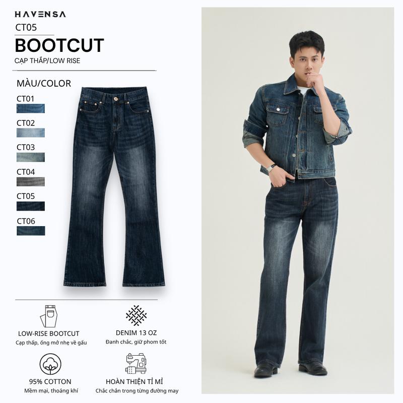 [CT] Quần jean nam bootcut Haven’s, quần bò nam form loe nhẹ, tôn dáng wash màu thời trang, dễ phối đồ
