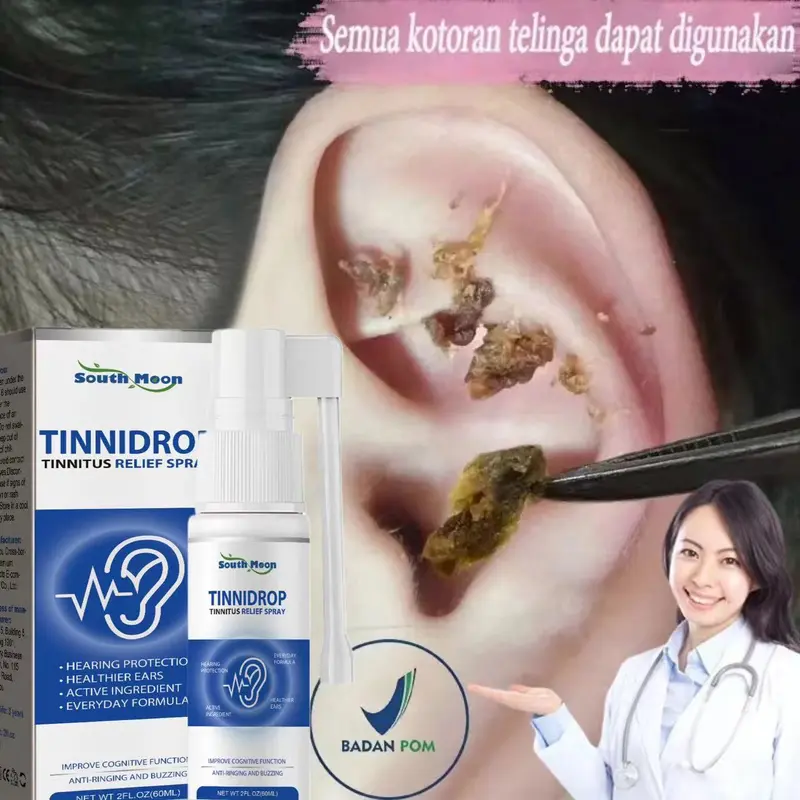 Original South Moon Tinnidrop Tinnitus Relief Spray for Alleviate Hearing Impairment and Resote Hearing and restore hearing Pembersih Telinga Lembut Tinnitus Mengobati 60ml 0