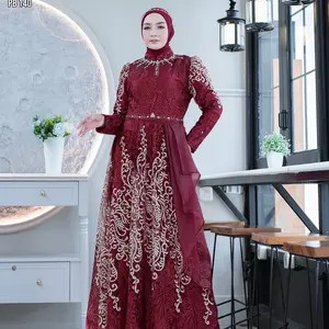 KEMILAU Official Gaun Anasya All Size LD 110 - Dress Wanita Busana Kondangan Pesta Brukat Premium Mix Bordir