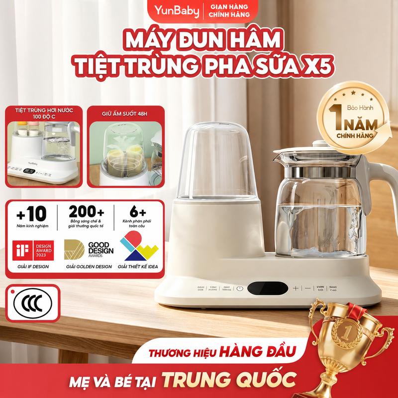 Máy hâm sữa Yunbaby X5 tác dụng 3 trong 1 tiệt trùng, hâm sữa, pha sữa đa năng…