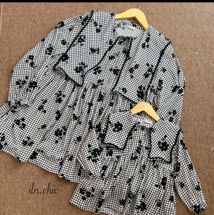 baju kemeja couple ibu dan anak