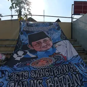 READY STOK + GIANTFLAG 500X400cm, FREE MINIFLAG 60X90cm, FREE STICKER, PABRIK BENDERA PRINTING, GIANTFLAG PRINTING, DESAIN BENDERA HABIB SYECH HABIB BIDIN AZZAHIR MANIA GUS IQDAM GUS ALI GONDRONG MAFIA SHOLAWAT HABIB ZAIDAN GUS AZMI Satin