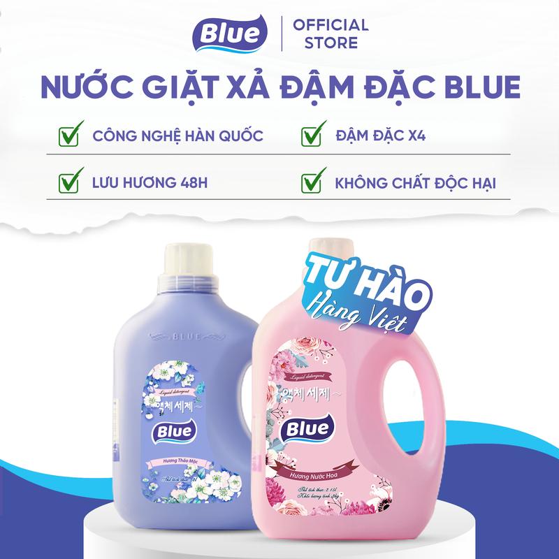   Blue Việt Nam  Blue Nước Giặt Xả Hàn Quốc Đậm Đặc Can 2.1L Hương Nước Hoa & Hương Thảo Mộc - Công Nghệ Giặt Xả Mới Thơm Trắng Sáng Lưu Hương Dịu Nhẹ 24h - Dạng Gel Đậm Đặc Sạch Sâu Thơm Lâu 