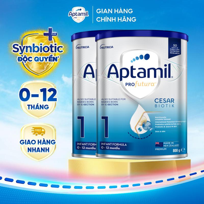   Chính hãng  Combo 2 Sữa bột Aptamil Profutura Cesarbiotik 1 New Zealand hộp thiếc  800g  Cho Bé 