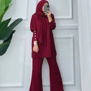 Setelan Wanita Polos Cutbray Bahan Crinkel Model Sekarang 2025 - Celana, Baju Kancing Cantik