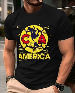 Camiseta de hombre del Club América - Perfecta para aficionados al fútbol, Gran regalo para entusiastas del deporte - Tejido de 100% algodón 180g, Liviana, Transpirable, Adecuada para el clima de México, Aplicable durante todo el año, Versátil para uso di