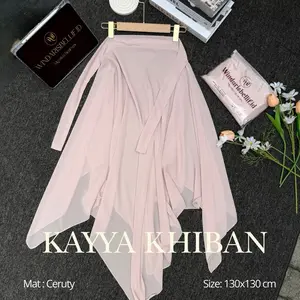 Kayya Khiban ~ Hijab Segi Empat French Square Khimar Bandana Bahan Ceruty Premium Ukuran 130x130 Cm Bahan Flowly