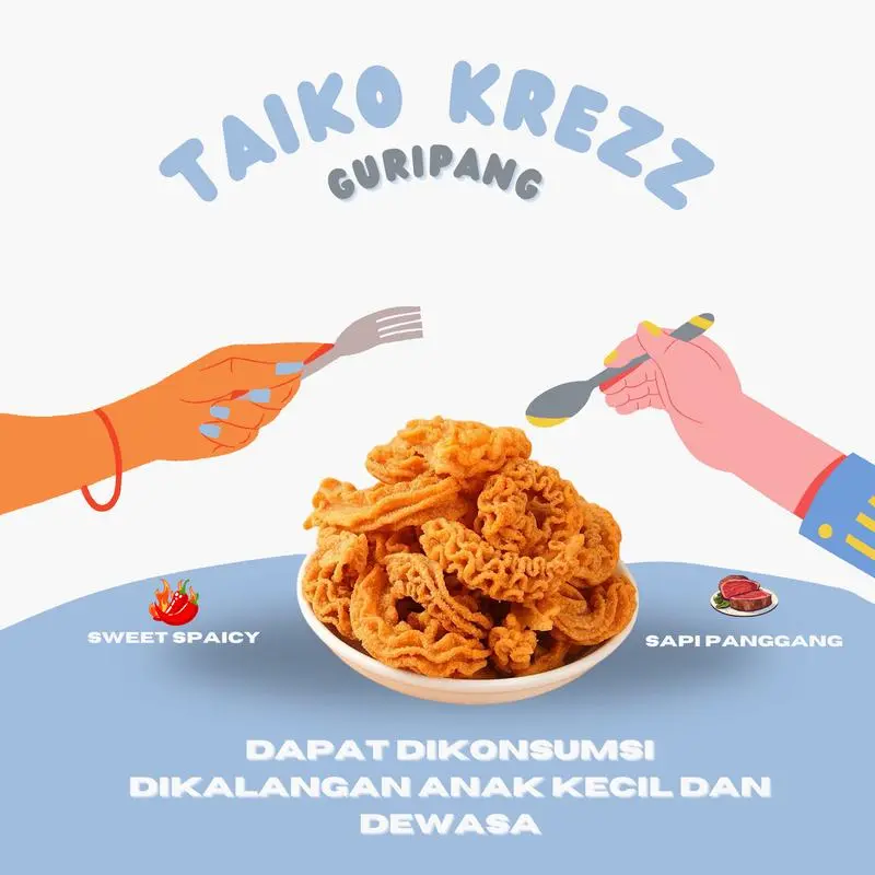 COD Taiko Krezz 500g/1000g  Keripik Gurita Octopus Roasted Snack camilan/makanan kembung/ puffed, citarasa baik, renyah dan lezat, makanan puffed daribahan baku berkualitas Food Kripik Cemilan Pedas Crispy Chips Ayam 6