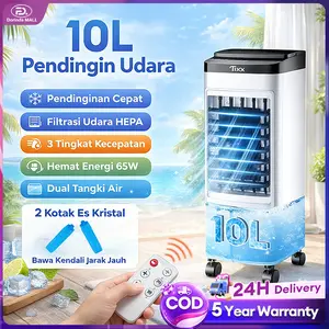 【COD】TIXX Air Cooler Kipas Angin Pendingin Udara 10L 15L Tangki Besar Tangki Air Ganda Es Kristal Refrigerasi Tiga Lapis Tirai Es Suplai Udara Sudut Besar 3 Level Kecepatan Angin Humidifikasi Penyaringan Udara Dingin Roda Mudah Dipindahkan