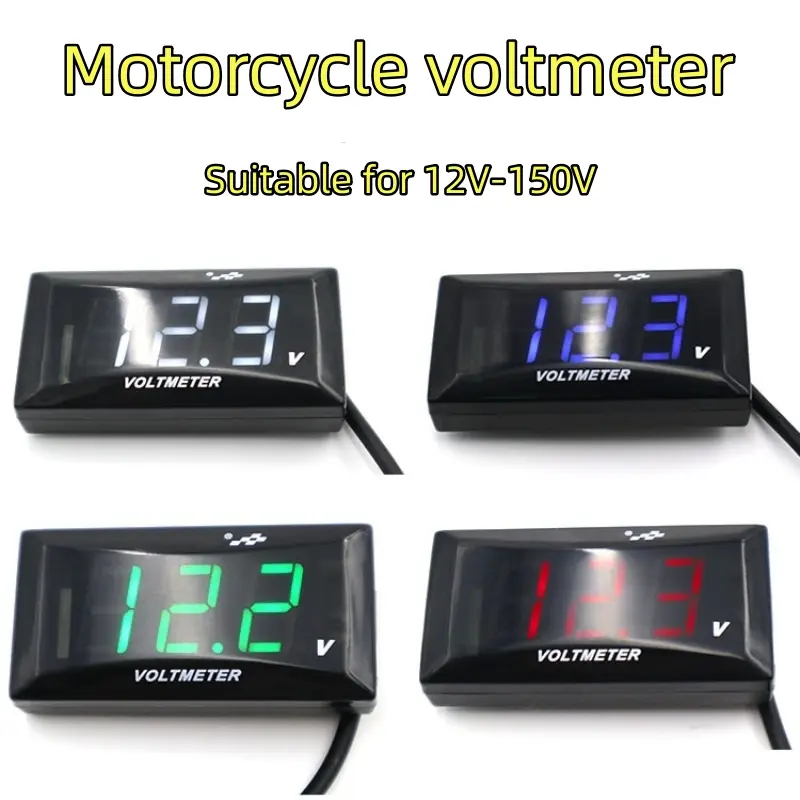 Vôn Kế, 12V-150V, Aksesori Pengubahsuaian Motosikal dan Kenderaan Elektrik, Vôn Kế Màn Hình Kỹ Thuật Số DC Hai Dây, Màn Hình LCD