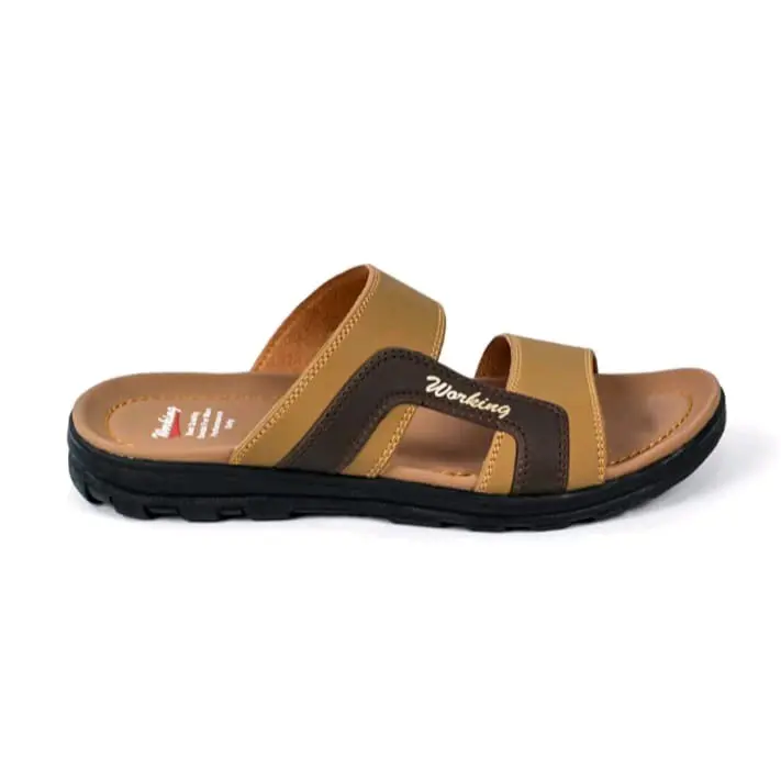 Sandal Pria Kulit Slop Jepit  Sendal Kasual Kerja Liburan Santai Cowok Working W 01 Size 39-43 1