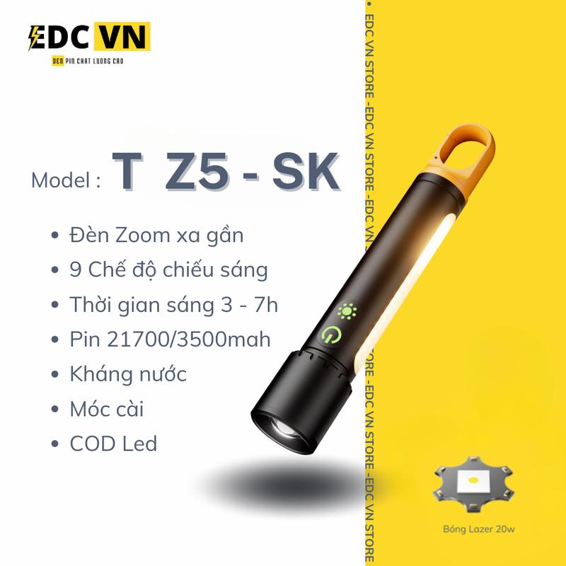Đèn Pin T Z5 Thời gian sáng 3h đến 7h - Zoom xa gần cod led - 9 chế độ sáng - kháng nước
