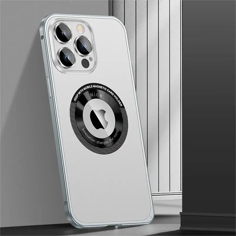 Ốp Điện Thoại Di Động MsyHeZhi, Thích Hợp Cho iPhone 12, 13, 14, 15, Por, Max Plus, Khung Hợp Kim Nhôm Bắn Tóc Kim Loại, Hỗ Trợ Sạc Không Dây, Logo Hiển Thị Có Thể Nhìn Thấy Trực Tiếp, Làm Bằng Nhựa Nhôm Kim Loại ip15plus 1