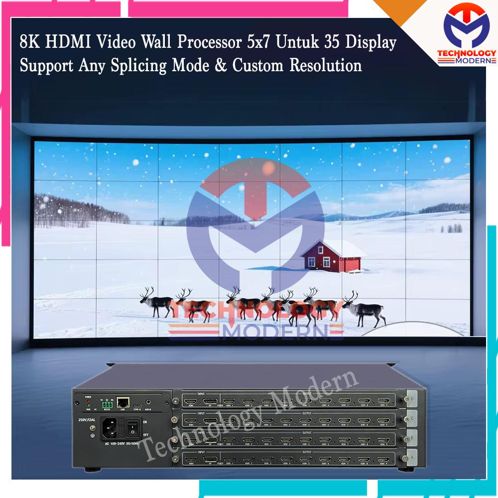 8K HDMI Video Wall Processor 5x7 Untuk 35 Display Support Multi Splicing Mode & Custom Resolution