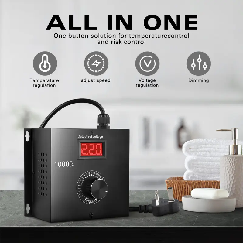 Bộ điều chỉnh điện áp điện tử SCR, 10000W, AC công suất cao, 0V-220V, Biến áp chuyển đổi điện áp thay đổi, Bộ điều chỉnh độ sáng điện tử, Bộ điều khiển tốc độ quạt động cơ cụm từ đơn, cho quạt nhẹ, phích cắm của Vương quốc Anh 7