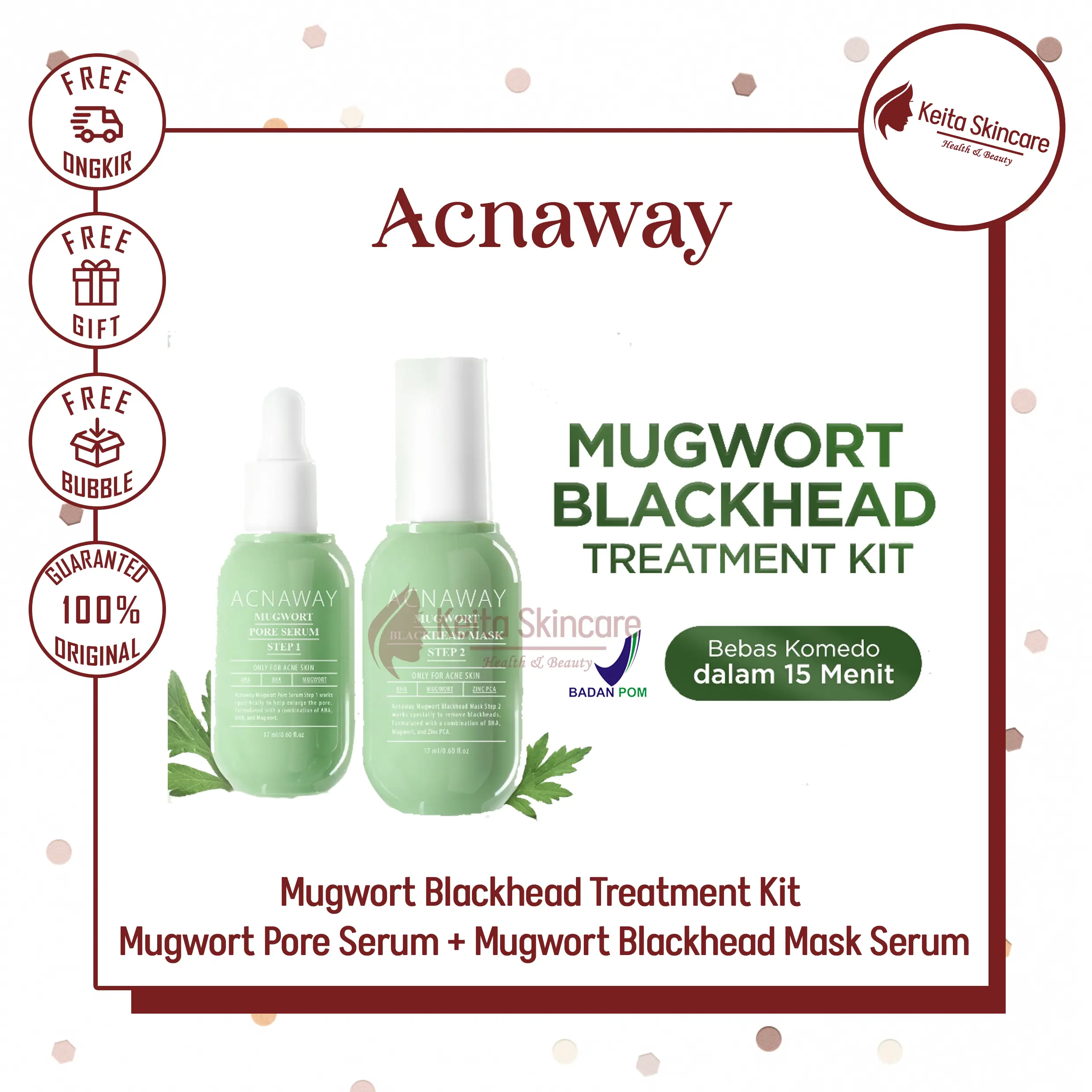 ACNAWAY Mugwort Blackhead Treatment Kit - Mugwort Pore Serum + Mugwort Blackhead Mask Serum Pori & Mask