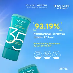 NEW PACKAGING! Wardah UV Shield Acne Calming Sunscreen Moisturizer SPF 35 PA+++ Single, Twinpack, Triple Pack Sunscreen Wajah - Meredakan Jerawat, Ringan, Mudah Meresap Calming and Repair Boosting - Sunscreen Wajah Glowing BPOM - Skincare