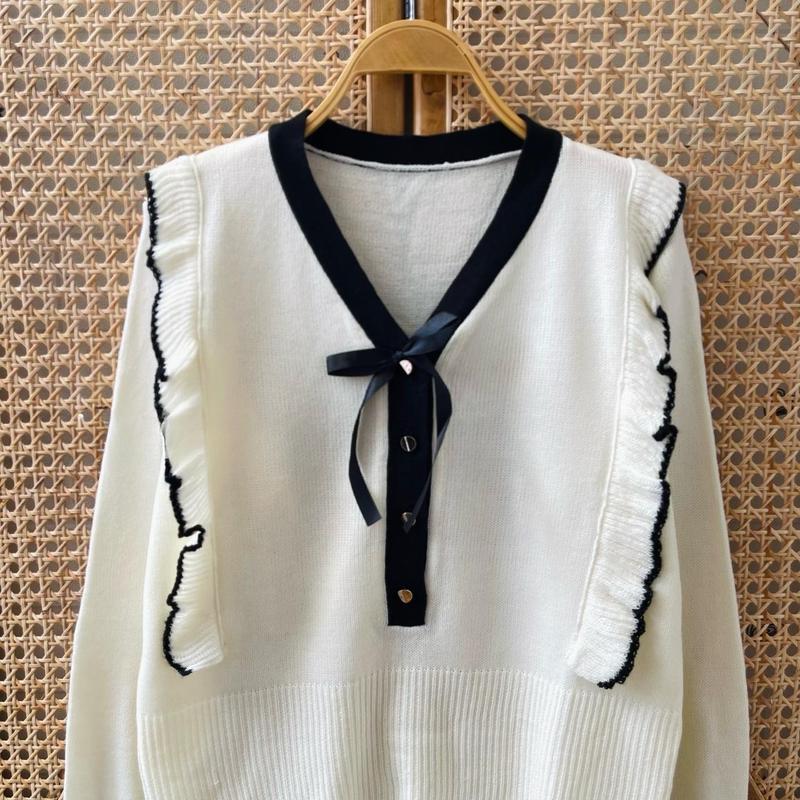 Yure Ruffle Blouse - Atasan Blouse Wanita Rajut Korean Style 4