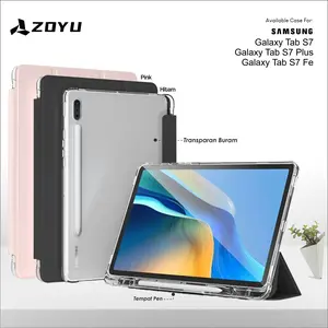 Case for Samsung Galaxy Tab S7 11 Inch I S7+ Plus I S7 Fe 12.4" 5G / Wifi Casing Flip Cover Hitam Pink Transparan Hardcase with S-Pen Slot