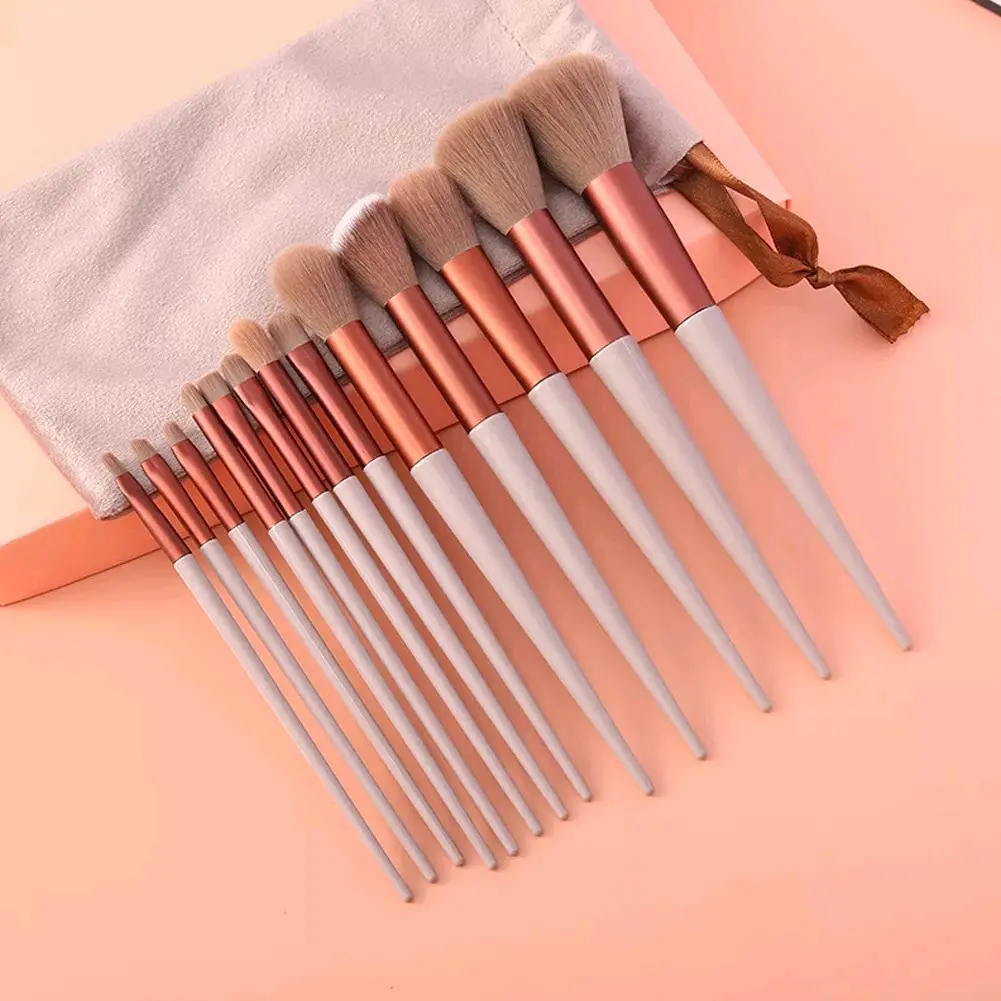 Set Kuas Rias 10pcs dengan Tabung Aluminium dan Kantong Penyimpanan - Wanita