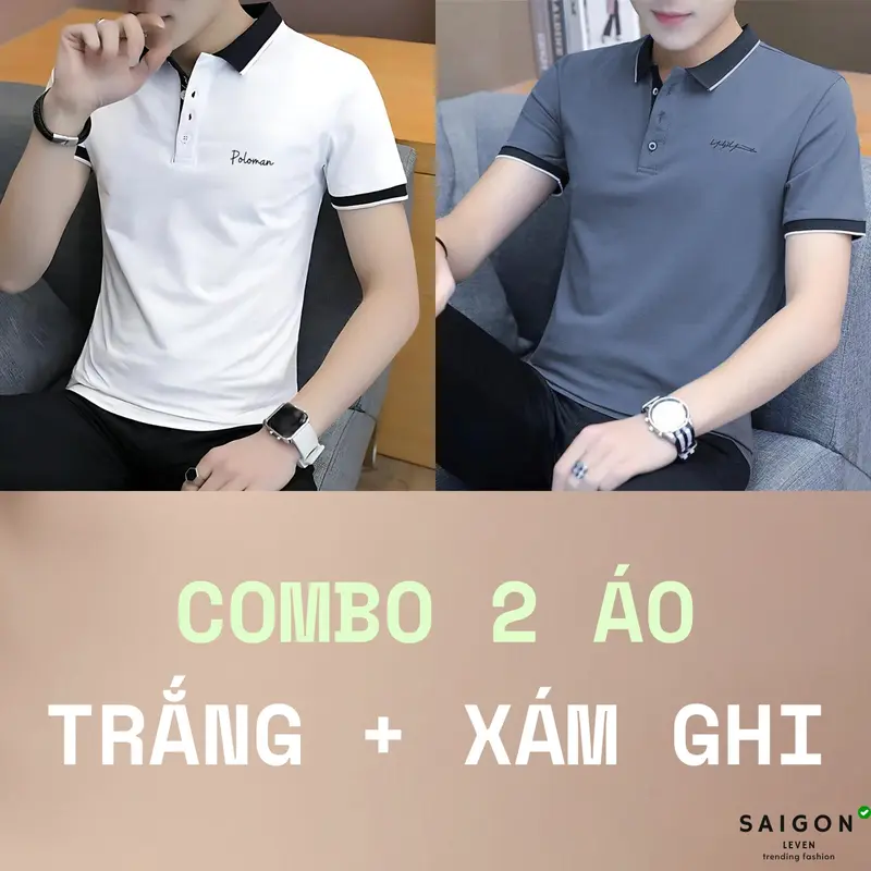 [KÈM QUÀ TẶNG] COMBO 2 Áo Thun Polo Poloman WINER Cổ Bẻ BASIC CVC Vải Cá Sấu Sang Trọng, Lịch lãm, Thoáng Mát LEVEN Menswear Có Cổ Ngắn Tay Cộc Tay Shirt polo Tay Ngắn áo polo Kem 4