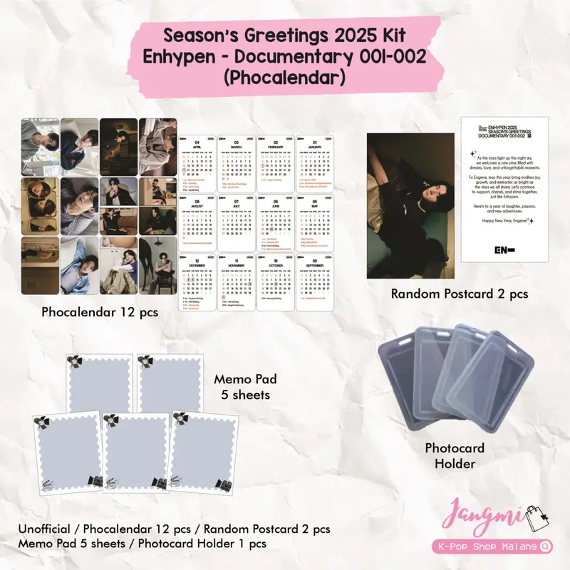 Season's Greetings 2025 Enhypen | Enhypen Calendar 2025 | Enhypen Kalender 2025 | K-pop Calendar 2025 | K-Pop Kalender 2025 | Aesthethic Calendar 2025 |  Kalender Aesthethic 2025 | Desk Calendar | Kalender Meja 1