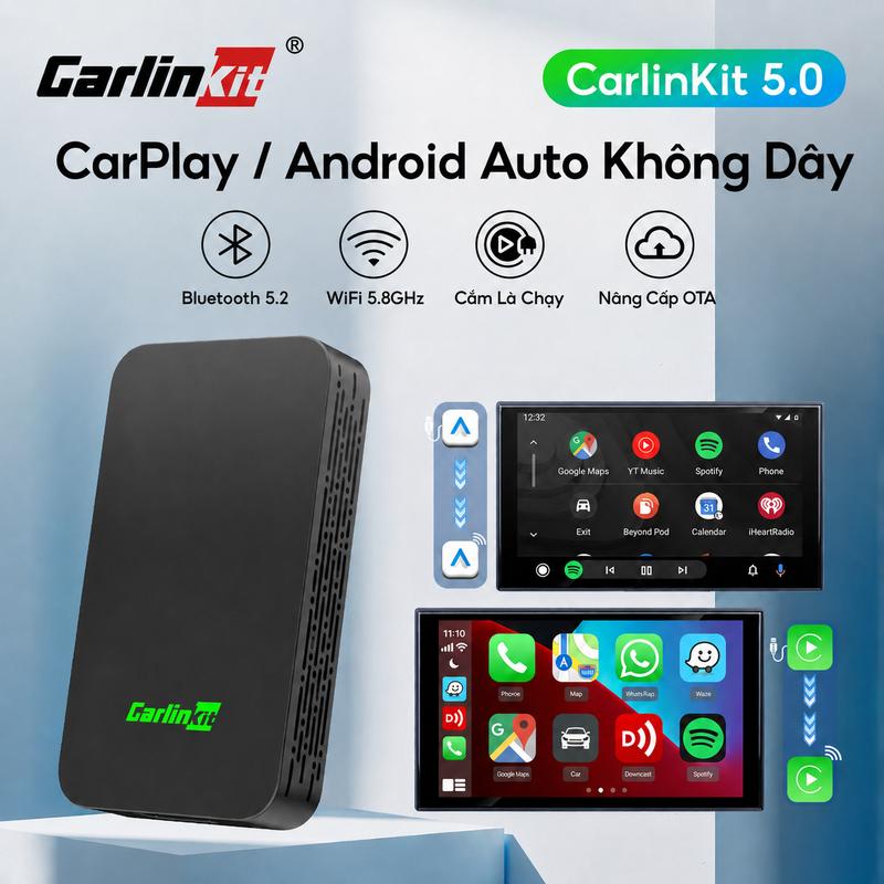 CarlinKit 5.0 Android Auto Box Không Dây Apple Carplay Box Di Động CarPlay Không Dây