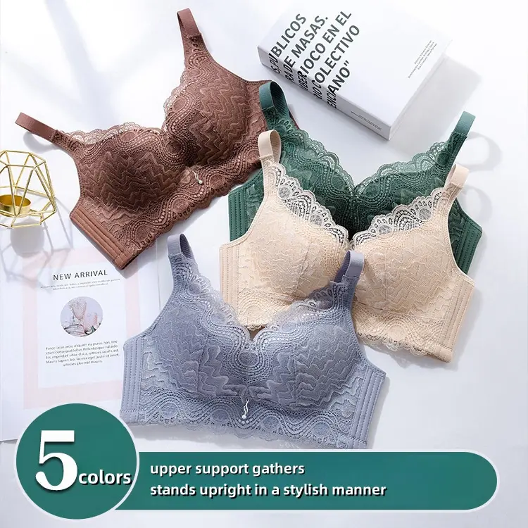 Seluar Dalam Wanita Bersaiz Besar, Renda Baharu, Berkumpul, Tiada Cincin Keluli, Sesuai untuk Payudara Besar dan Kecil, Bra Membentuk, Pelarasan
