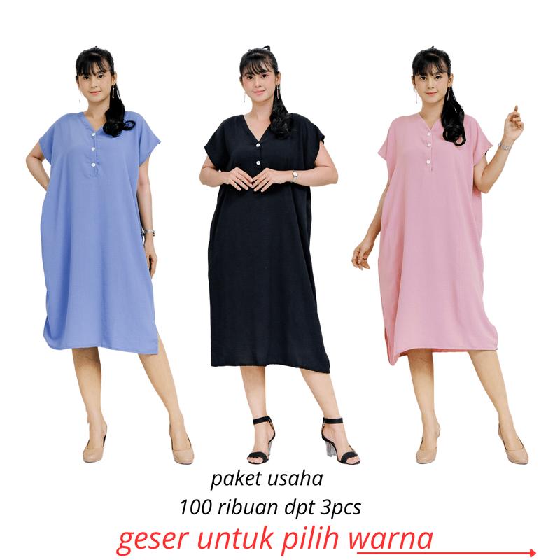 Product Introduction of Daster Lowo Cringkle Airflow Ld 130 COD Jumbo Busui Wanita Crinkle Bumil Dewasa Tidur Pendek Dress cringkle 1