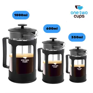 Teko / Alat Seduh Kopi Plunger 3 Filter Stainless French Press Coffee Maker Borosilicate Glass Manual Brew