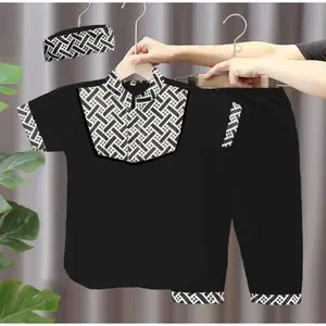 BAJU KOKO ANAK LAKI LAKI SETELAN BAJU KOKO MUSLIM ANAK 1-10TAHUN KOKO BATIK MONOKROM