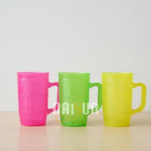 6 PCS GELAS PLASTIK WARUNG TEKSTUR WARNA PINK/ HIJAU/ KUNING MURAH