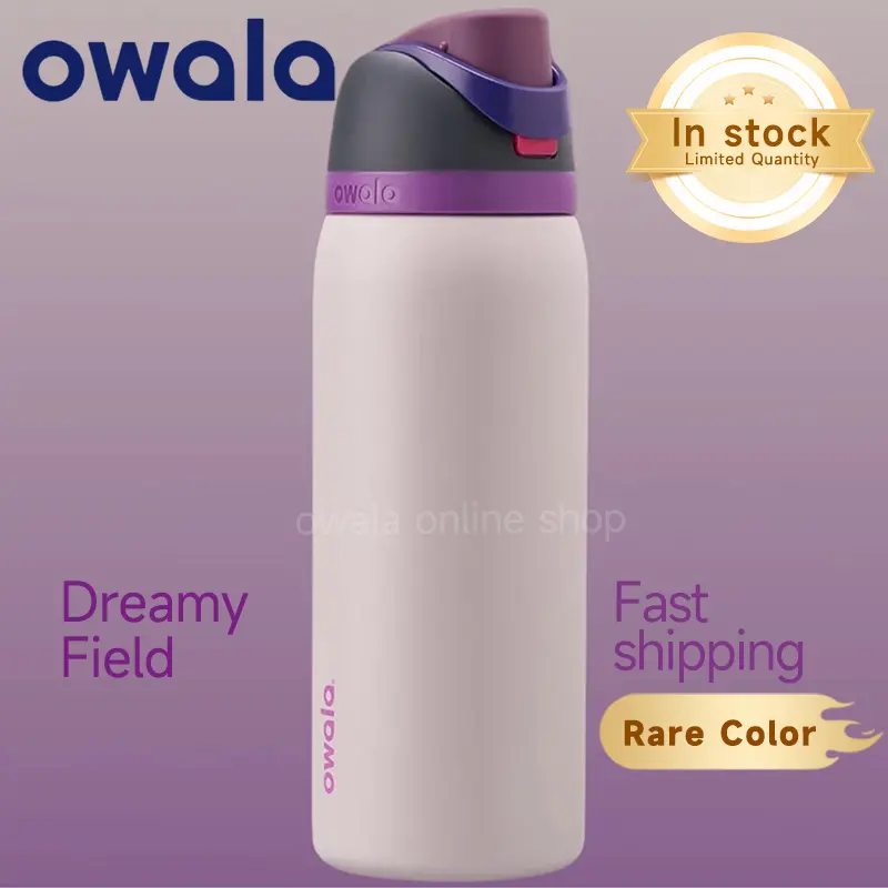 （Dreamy Field) Owala FreeSip Insulated Stainless Steel Water Bottle with Straw for Sports and thermos cup outdoor sports water bottle new Owala double-layer vacuum thermos cup sports water bottle outdoor sports straw water cup Drinkware Flasks Portable