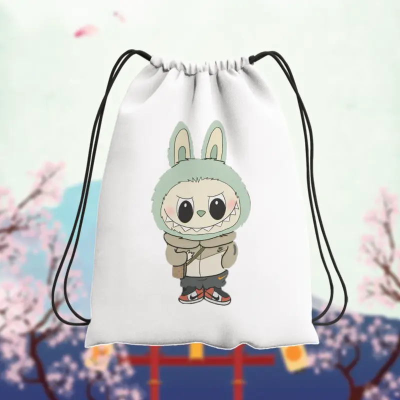 TasSerut Stringbag Wanita Sport Yoga Berenang | Motif Labubu | Blacu 38cm x 30cm Terlaris 4