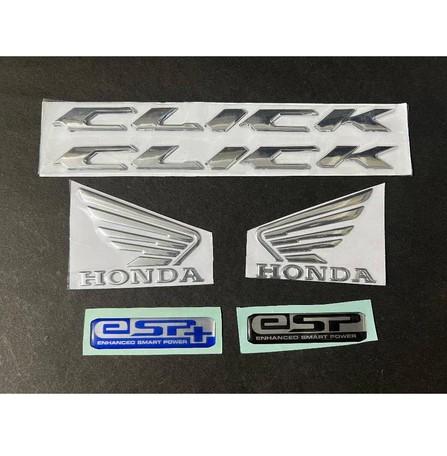 Logo Paket Emblem Click Clik Chrome Silver Bahan ABS Tebal Bagus Satu Set Bisa satuan 4