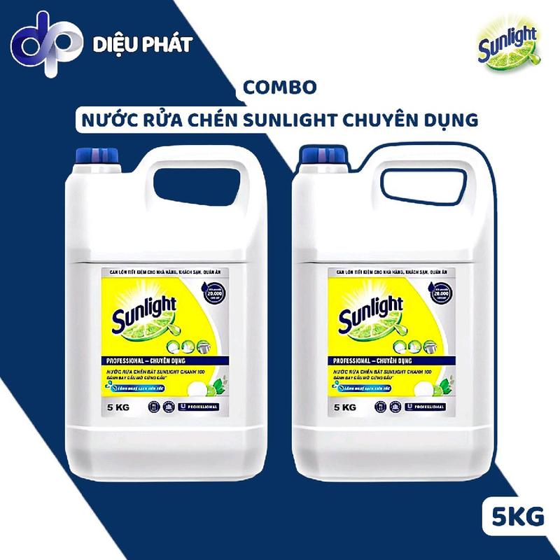 COMBO Nước Rửa Chén Sunlight Chanh 100 Can 5Kg - Làm Sạch Chén Dĩa - Chuyên Dụng Nhà Hàng Khách Sạn Quán Ăn