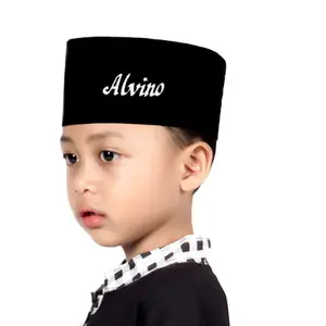PECI Anak PRESIDEN Songkok Hitam Bordir Nama Peci Beludru Hitam Polos Peci Anak Laki Remaja Muslim tinggi