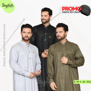 Jubah Sultan Full Embos Manset Dewasa Syam Story Motif Harimau Premium Lengan Panjang Manset Variasi Kancing Dada Kerah Mandarin