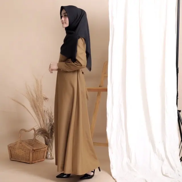 Gamis Polos Seragam PNS PDH khaki Tua Toyobo Fodu Kain Muslim  Dress 2