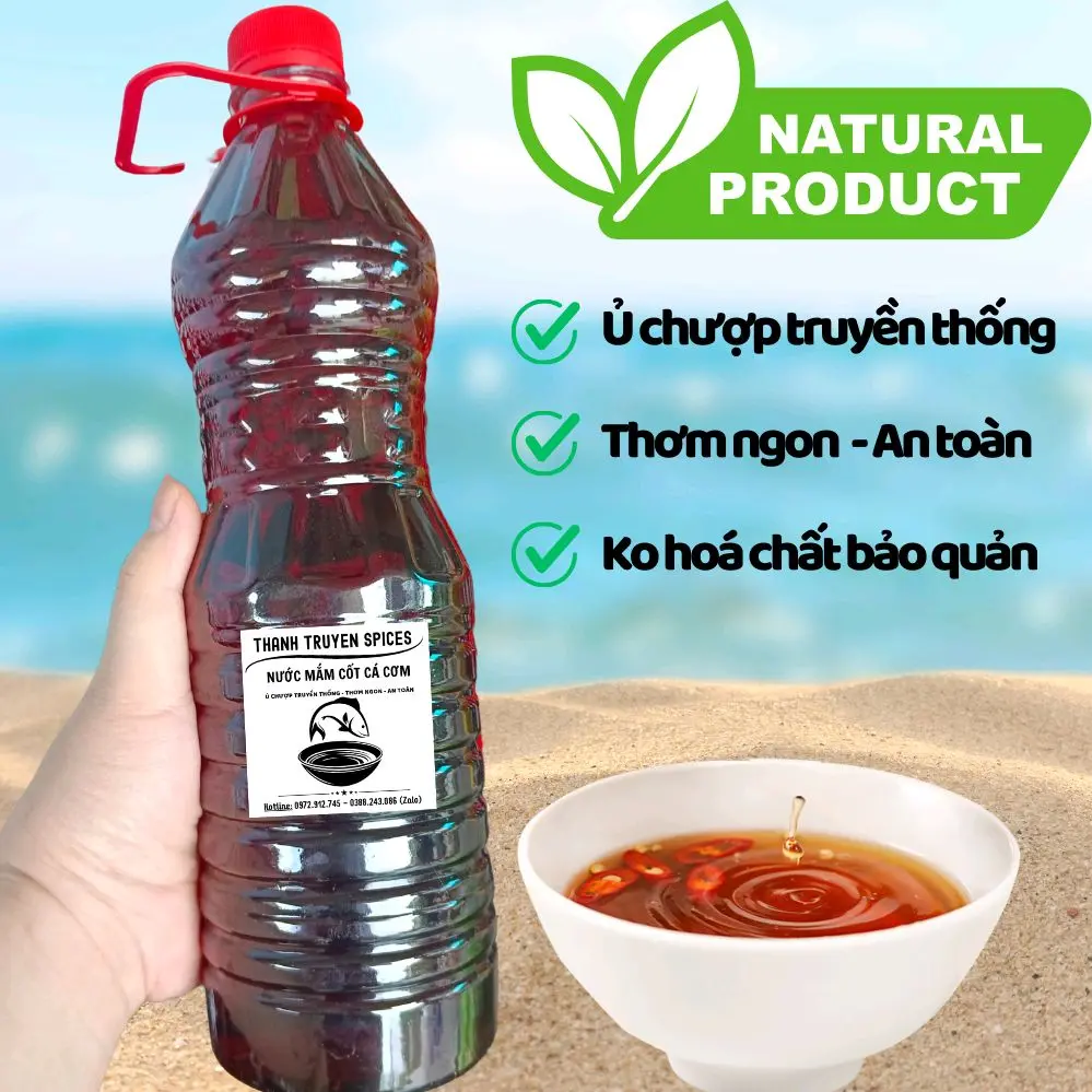 Nước mắm cốt cá cơm [ủ chượp truyền thống, chai 1 lít]