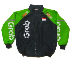 JAKET BOMBER PILOT GREB TERBARU/JAKET DRIVER FULL DTF TERBARU/JAKET BASIC FULL SABLON TERBARU Distro Motor Parasut Pria Hitam Panjang Navy Logo