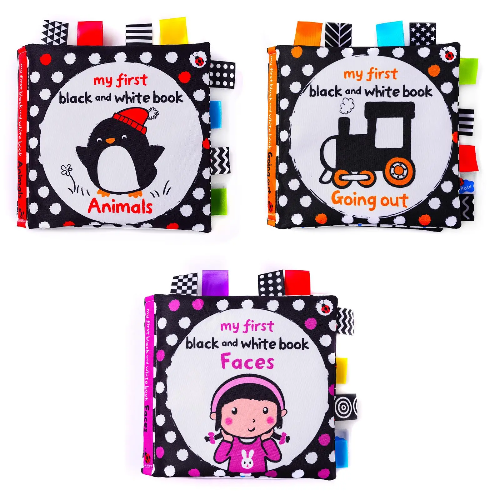 Lakarose Baby Black And White Label Cloth Book For Early Cognitive Development And Hand eye Coordination