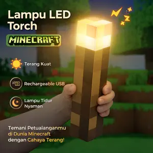 Lampu Minecraft Lantern Torch Lentera Obor Hias Dekorasi Gaming Kamar Anak LED Unik