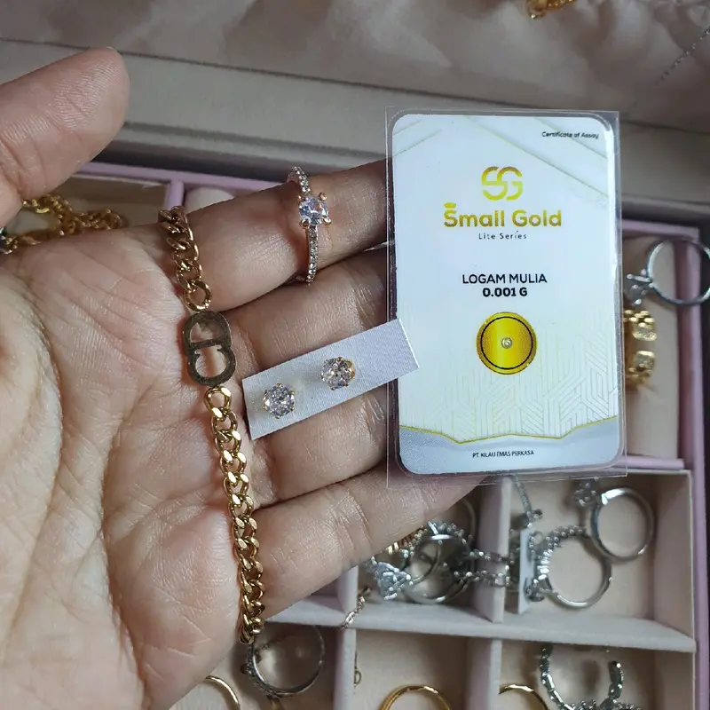 (BISA COD) D10 GELANG DC+ CINCIN+ANTING TUSUK SET ROSE GOLD TITANIUM  PREMIUM FREE LM + BOX ELEGAN ANTI LUNTUR 0