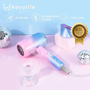 HAYYLIFE Hairdryer Negative Ion Portable / Alat Mesin Pengering Rambut Cepat Kering Dengan Pilihan Warna Rainbow, Putih, Ungu HL-DBA532