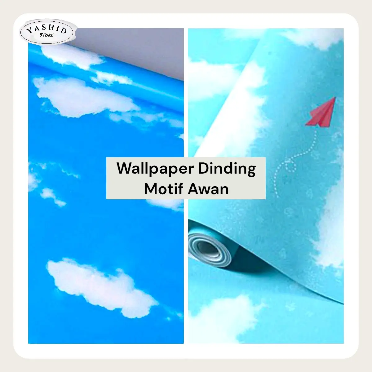 Wallpaper Dinding Kamar Motif Awan Kertas Pvc Stiker