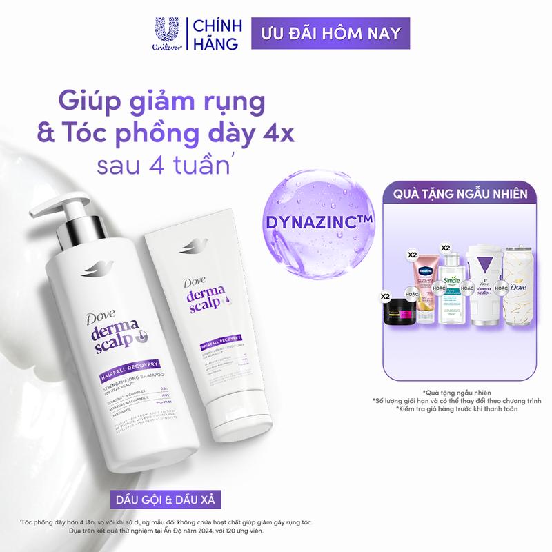 Combo Gội Xả Giảm rụng & Giúp tóc Phồng dày Dove Derma Hairfall Mới 350G, 300G *