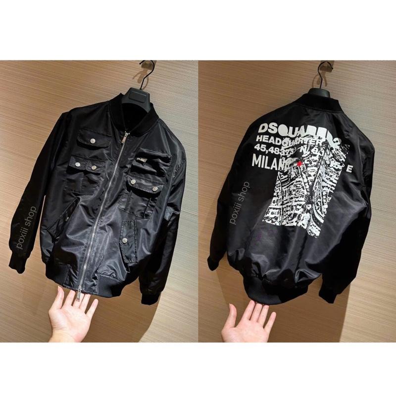  Áo Khoác Bomber Đết Quy Trần Phao Trám Mix Túi Hộp Hình In Khoá Hãng Form Chuẩn SC - Áo Khoác Nam Nữ Trần Bông Dày Dặn 