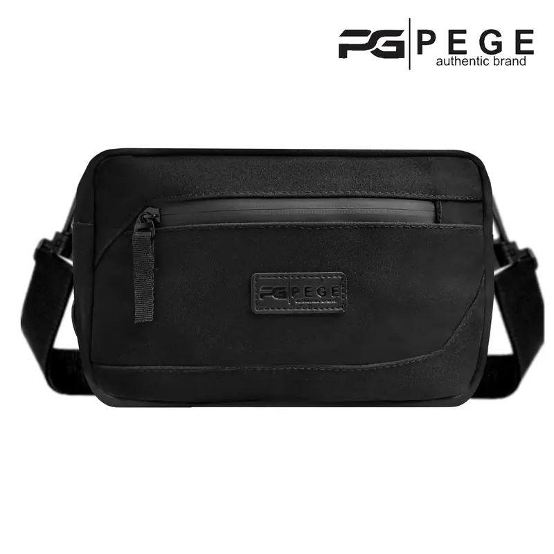 Tas Selempang Bahu Pria PEGE Hugo Slingbag Hitam Polos 3in1 Bisa Untuk Pouch Handbag dan Slempang - PG 9016 2